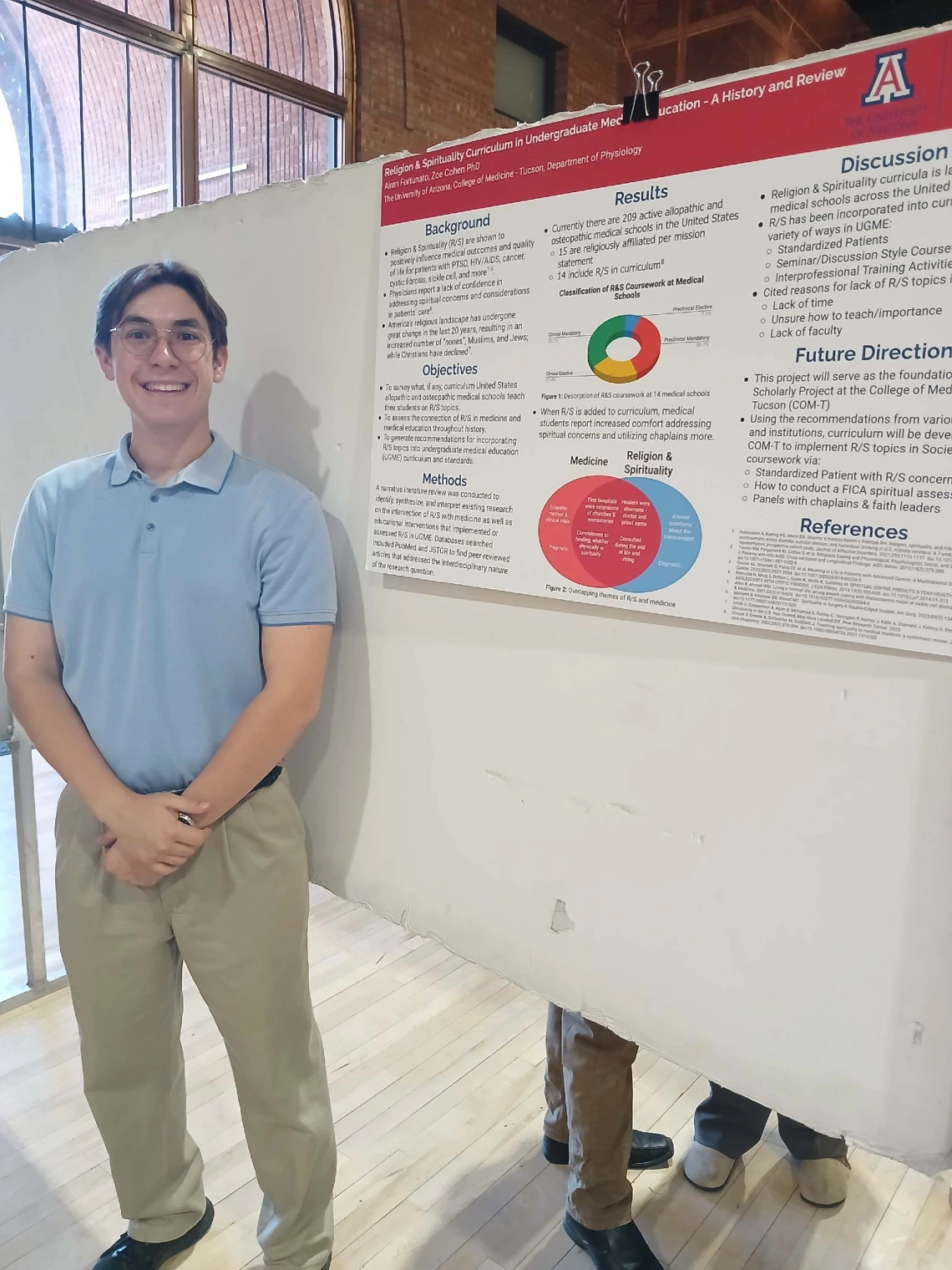 Undergraduate student standing next to their Poster Session Board