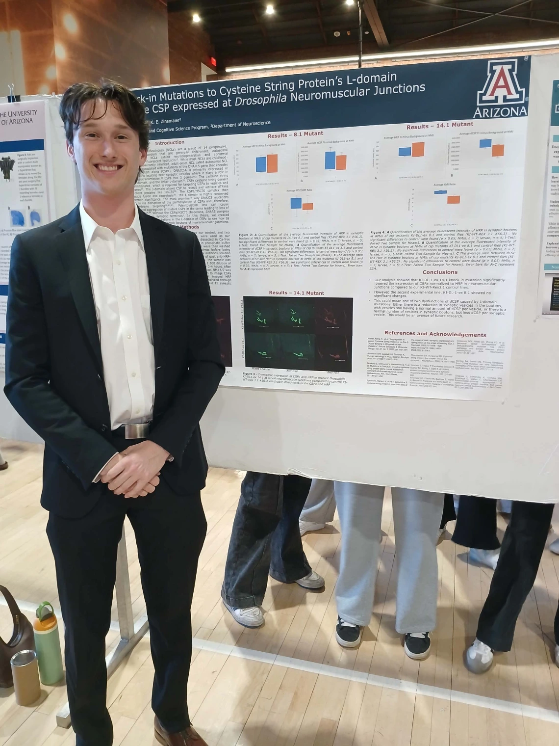 Undergraduate student standing next to their Poster Session Board