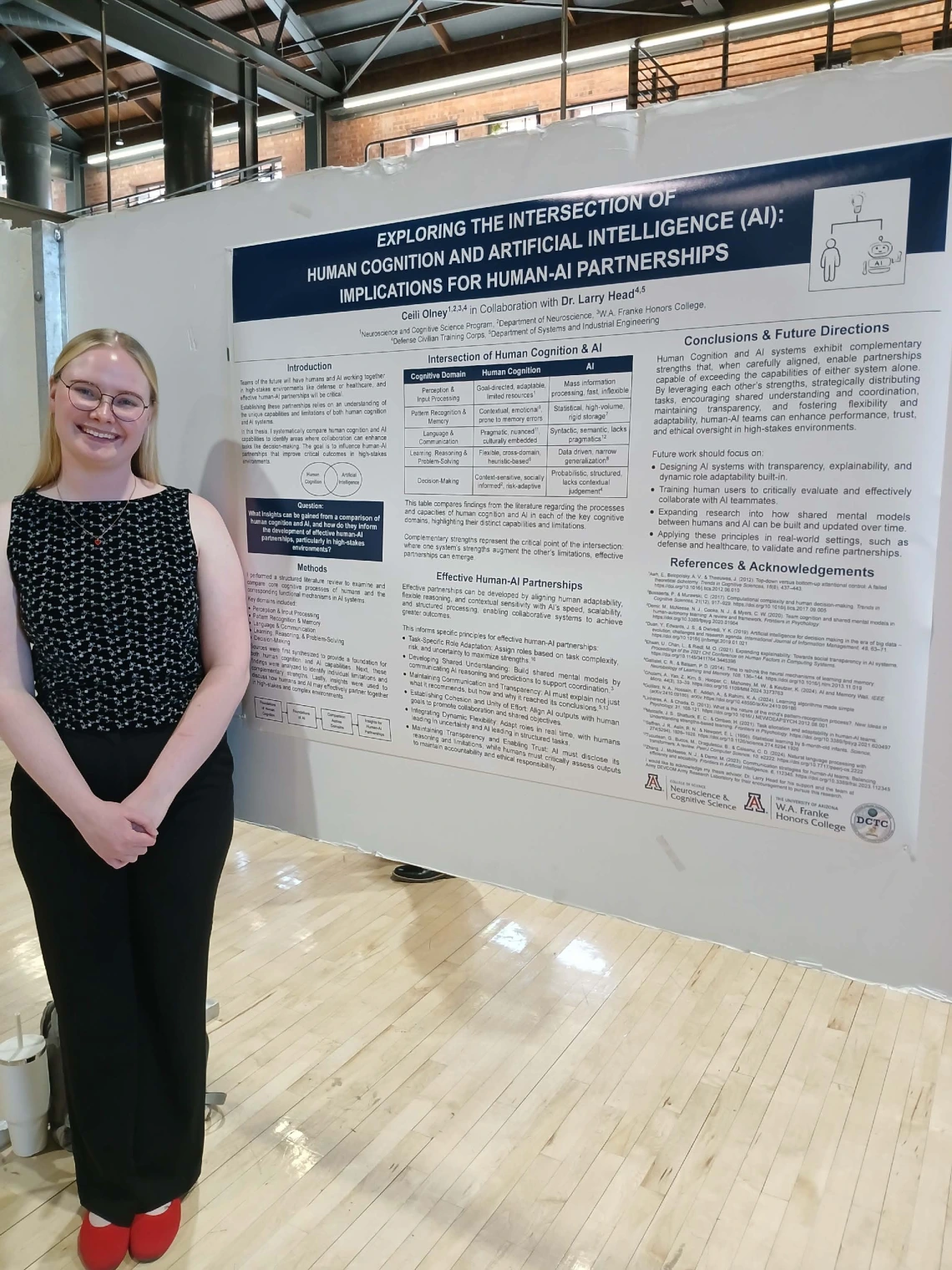 Undergraduate student standing next to their Poster Session Board