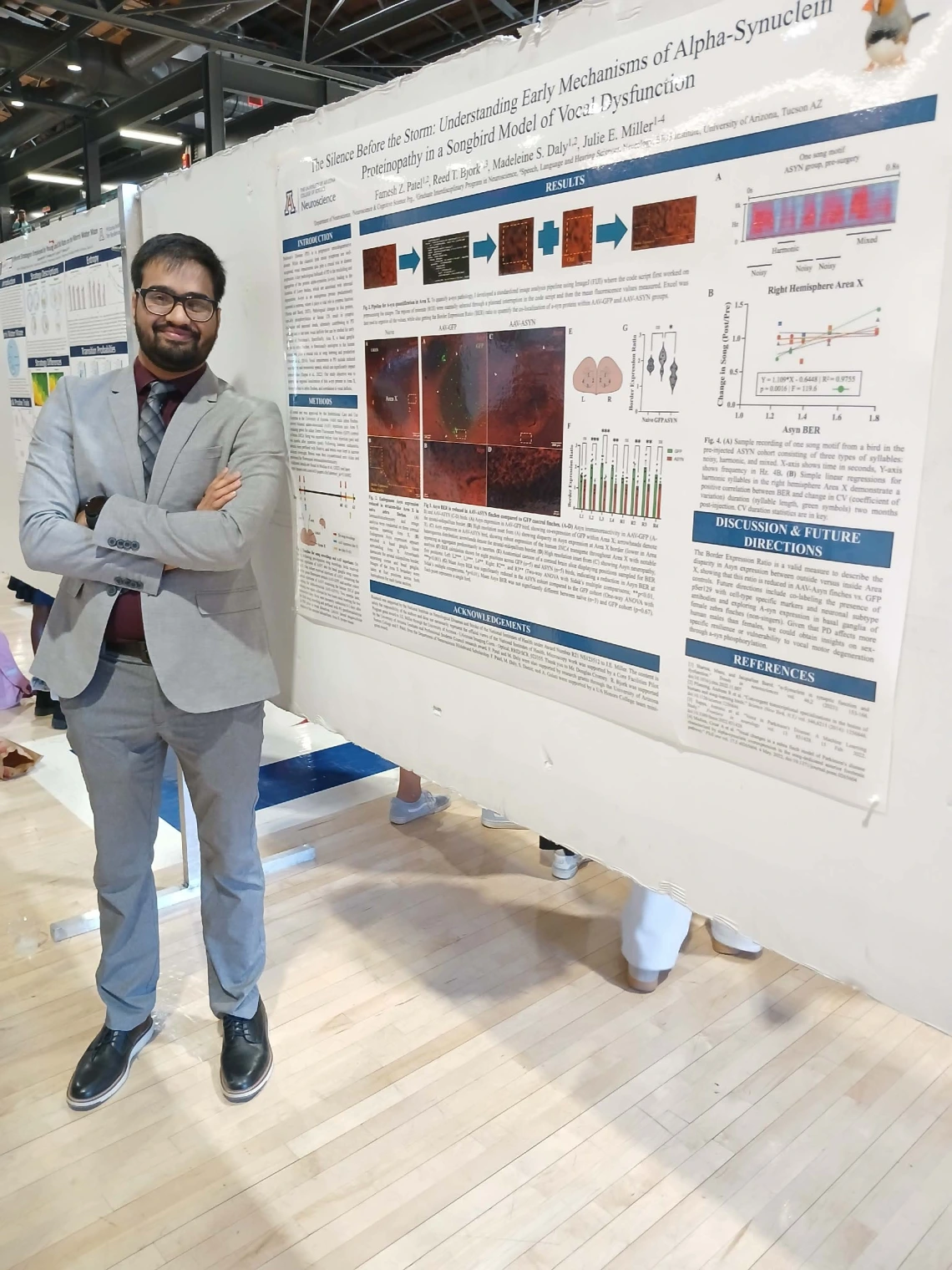 Undergraduate student standing next to their Poster Session Board