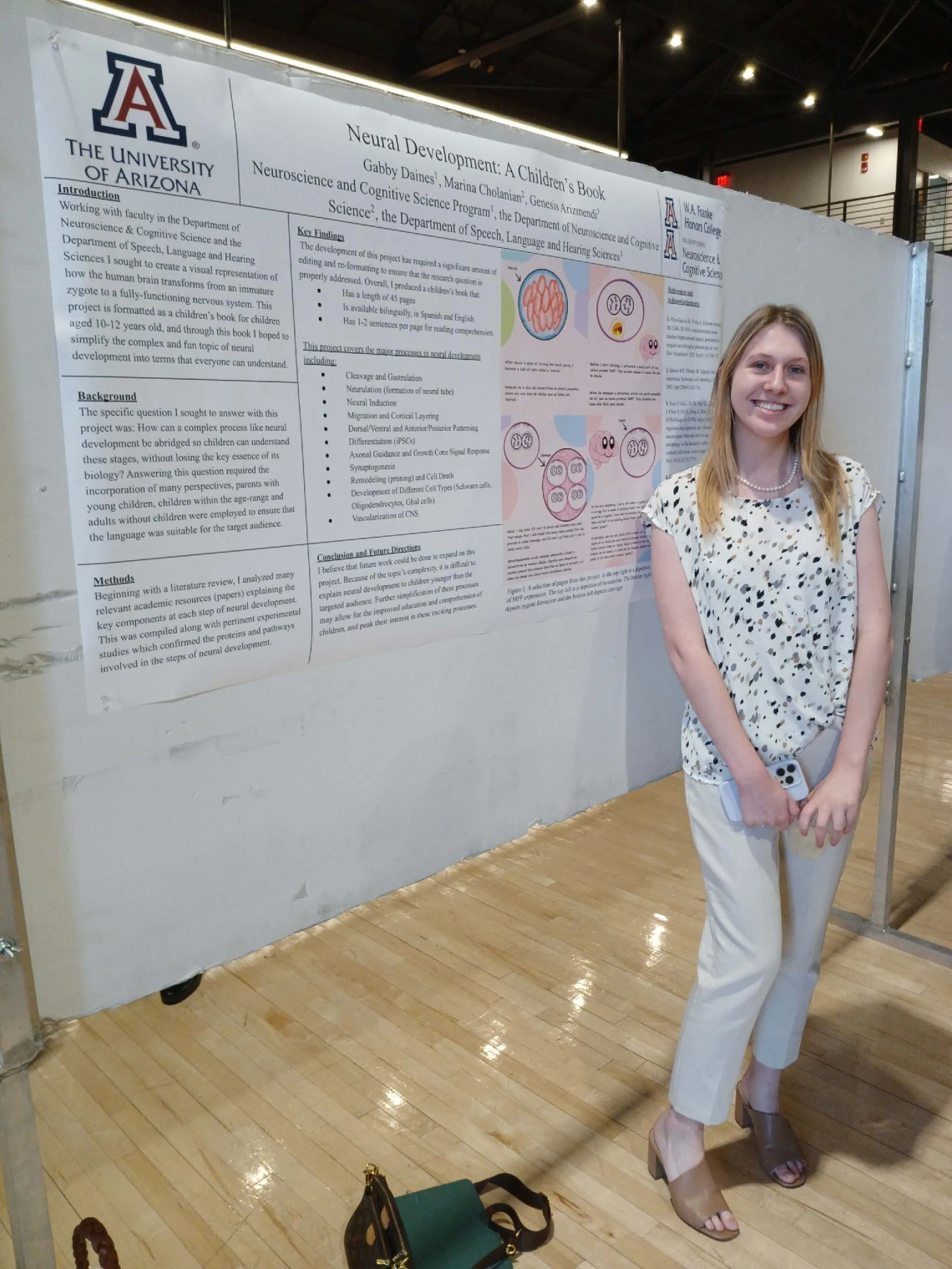 Undergraduate student standing next to their Poster Session Board