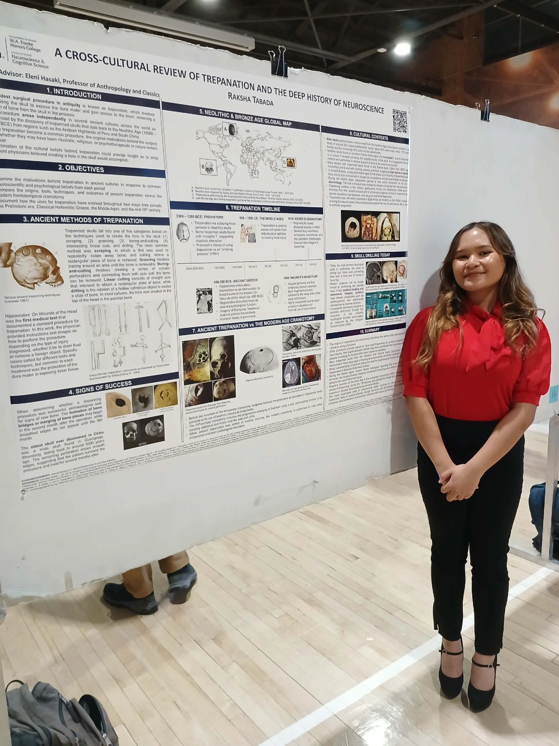 Undergraduate student standing next to their Poster Session Board