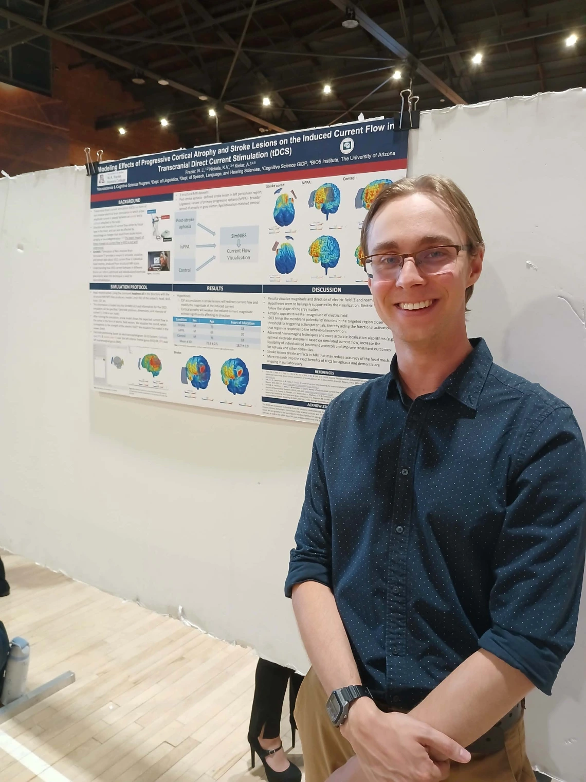 Undergraduate student standing next to their Poster Session Board