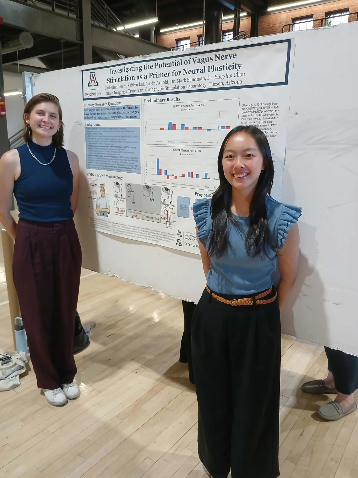 Undergraduate student standing next to their Poster Session Board